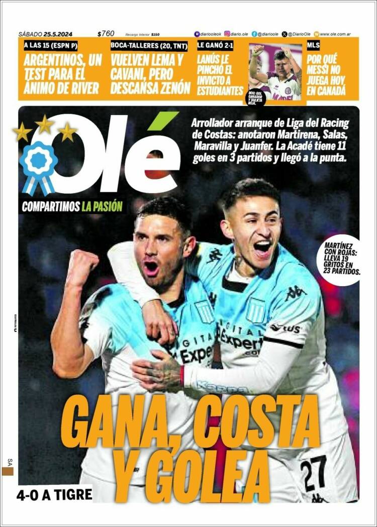 Portada de Olé (Argentina)