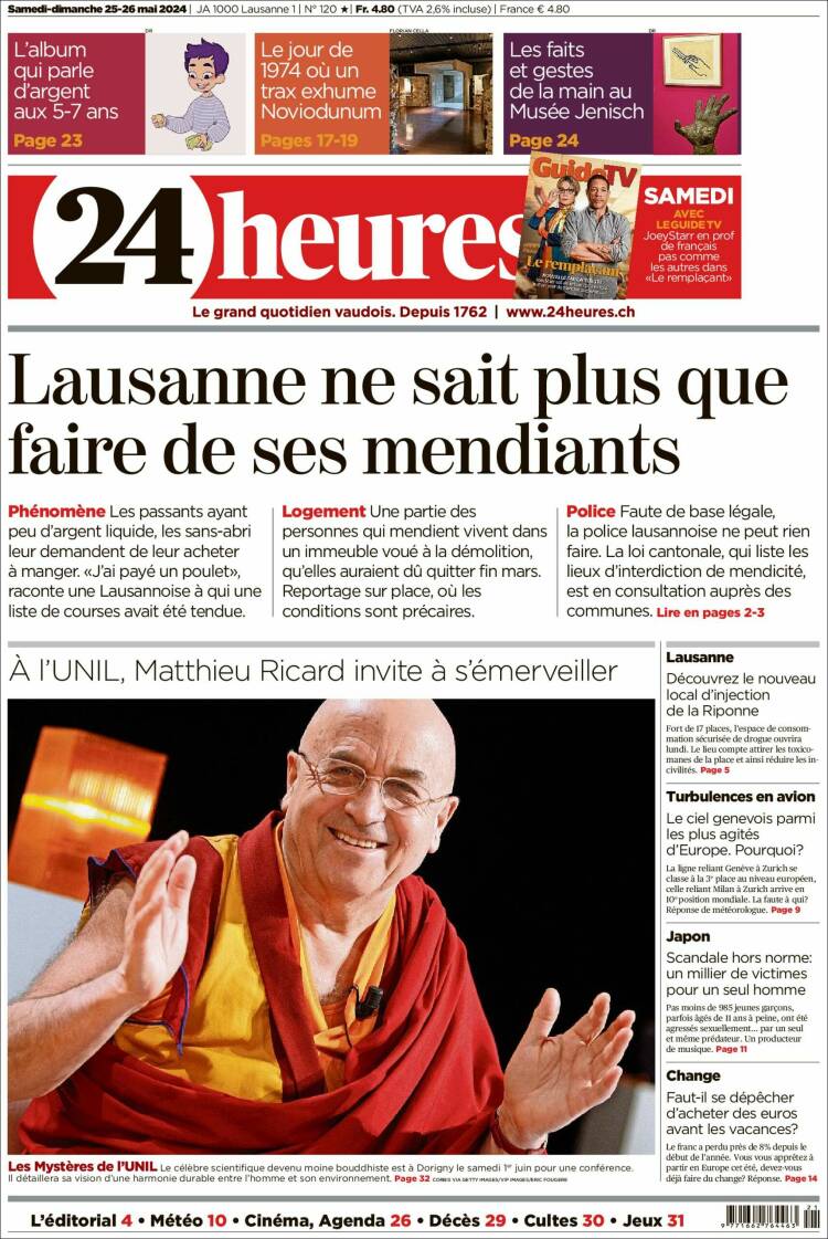 Portada de 24 Heures (Suiza)