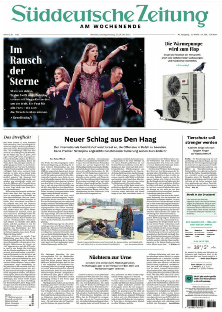 Portada de Sueddeutsche (Alemania)