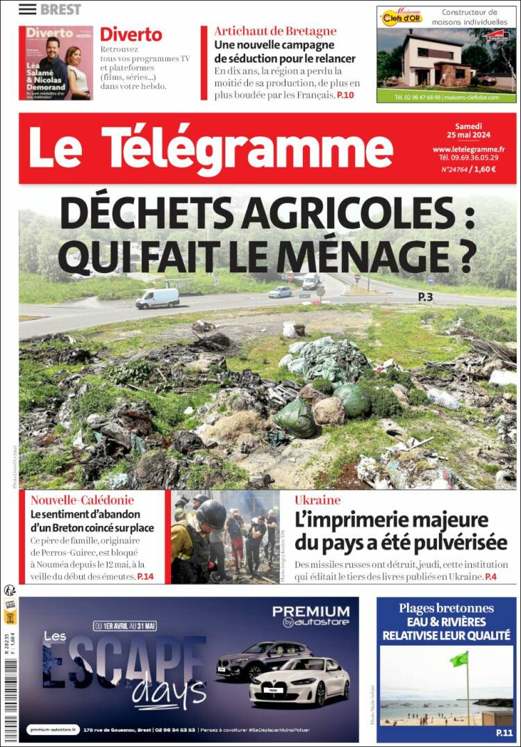 Portada de Télégramme (Francia)