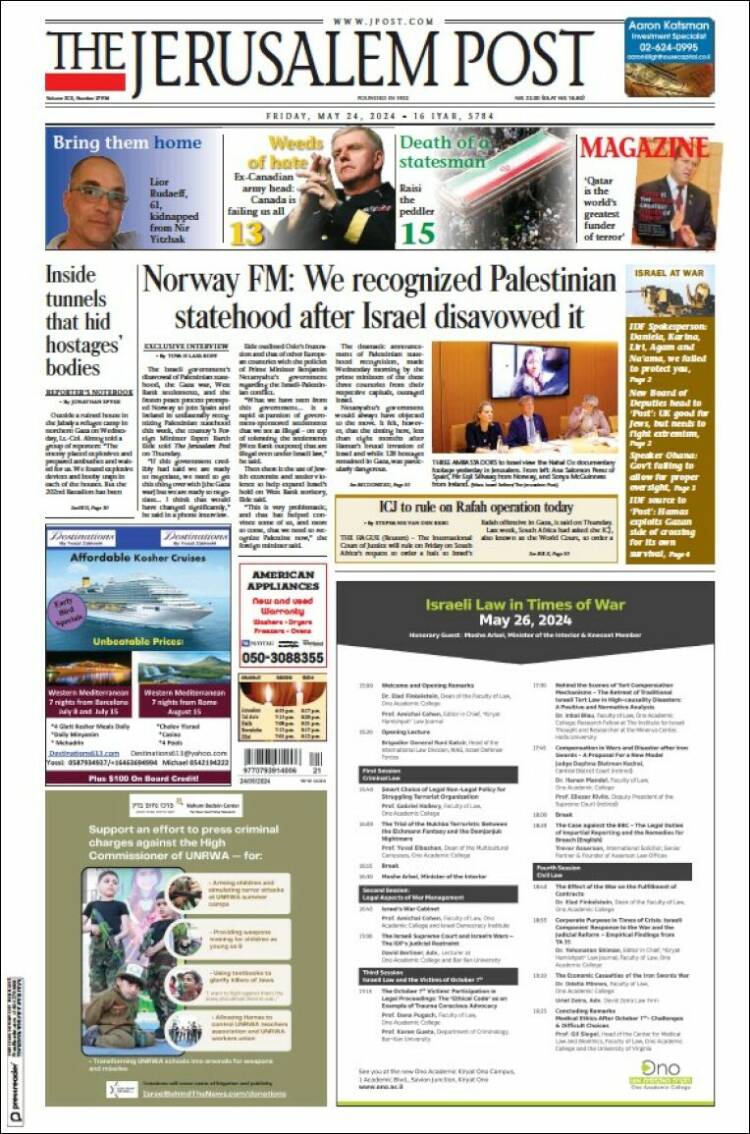 Portada de The Jerusalem Post (Israel)