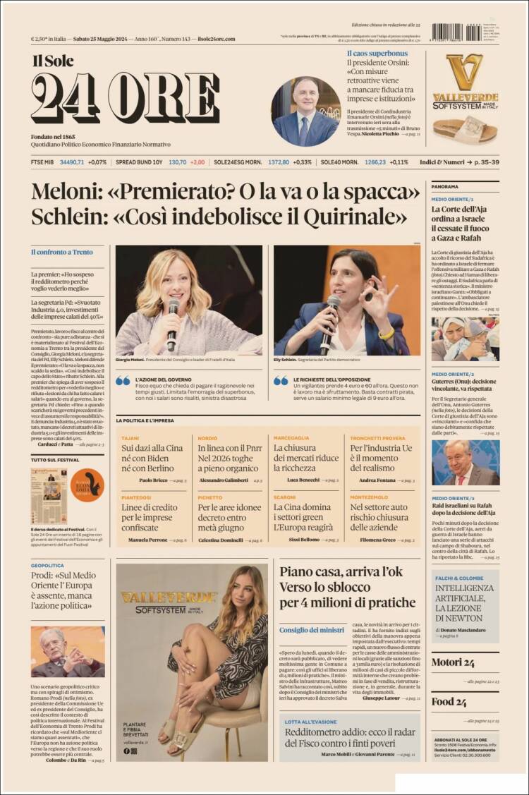 Portada de Il Sole 24 ORE (Italia)