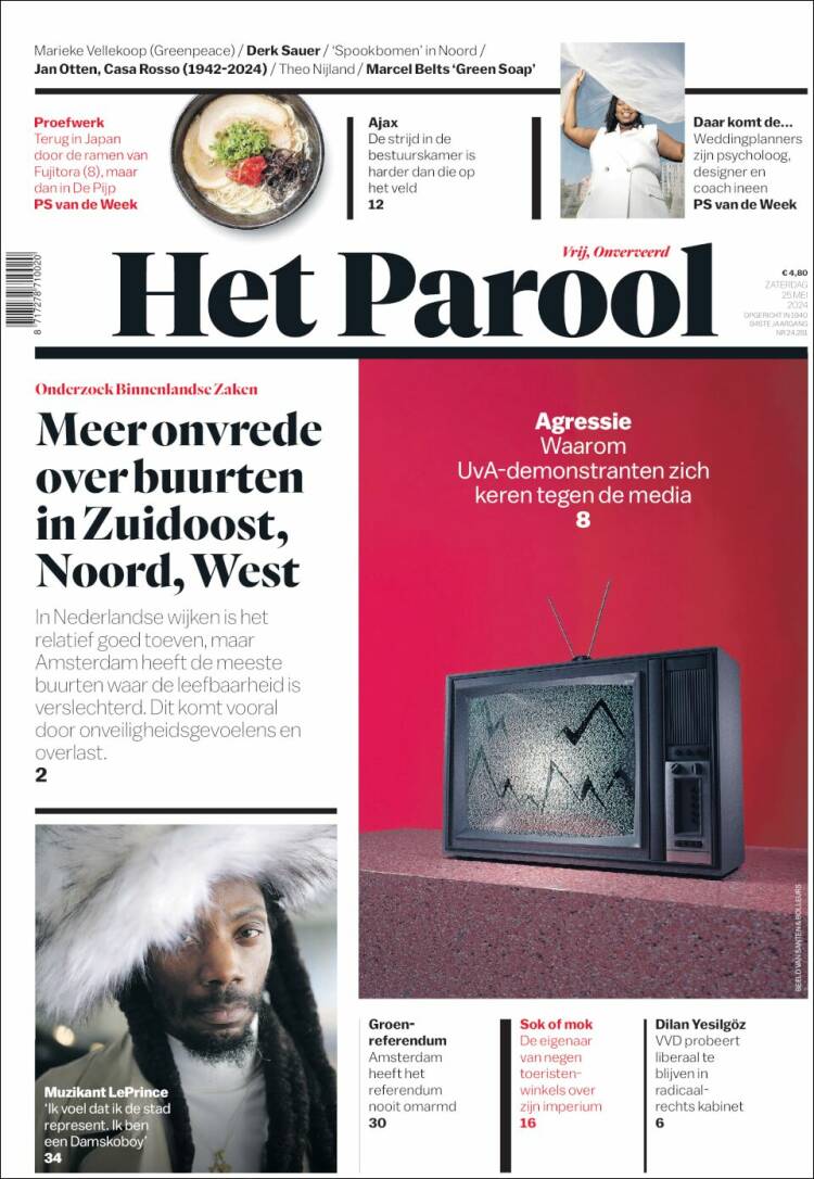 Portada de Het Parool (Pa&iacute;ses Bajos)