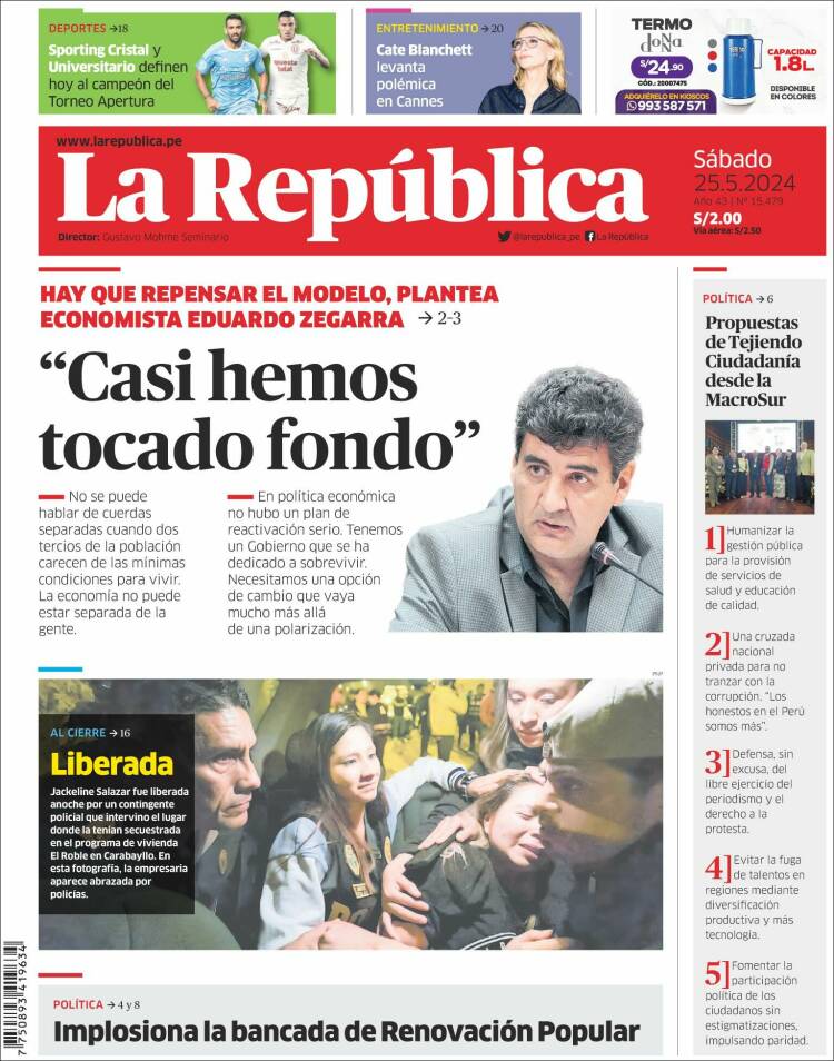 Portada de La Republica (Per&uacute;)