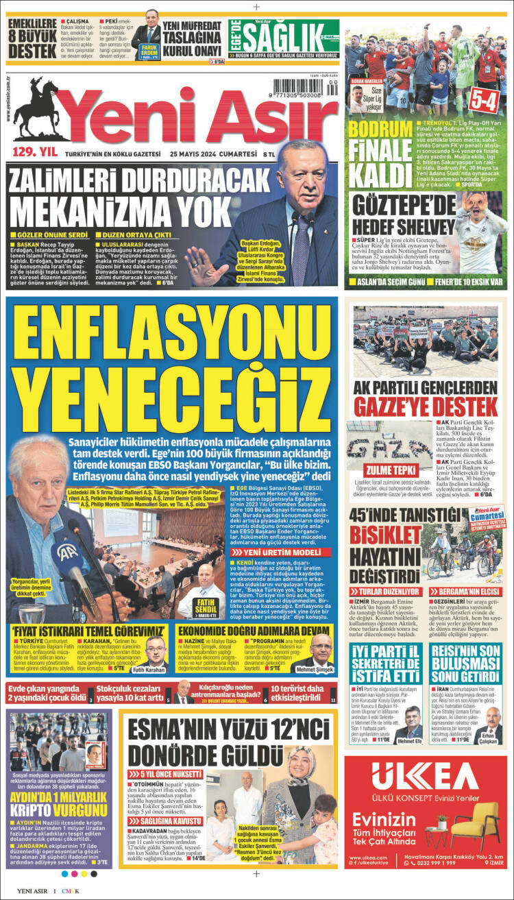 Portada de Yeni Asır (Turqu&iacute;a)