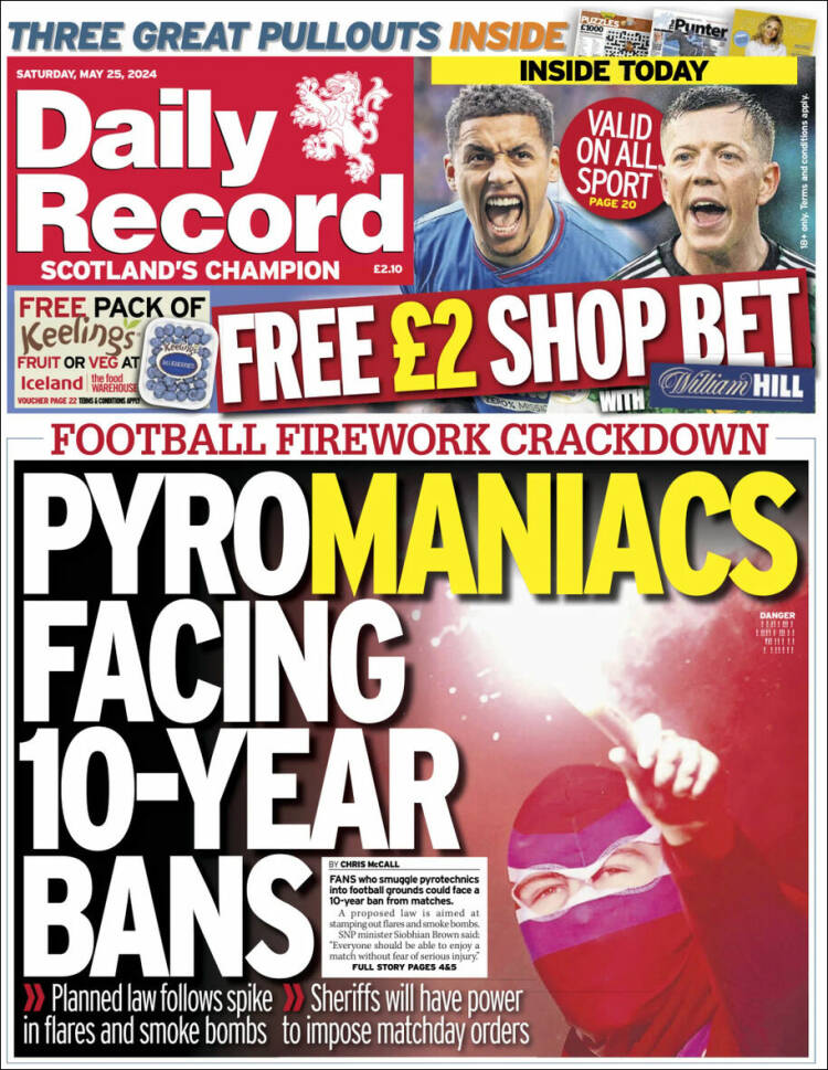 Portada de Daily Record (Reino Unido)