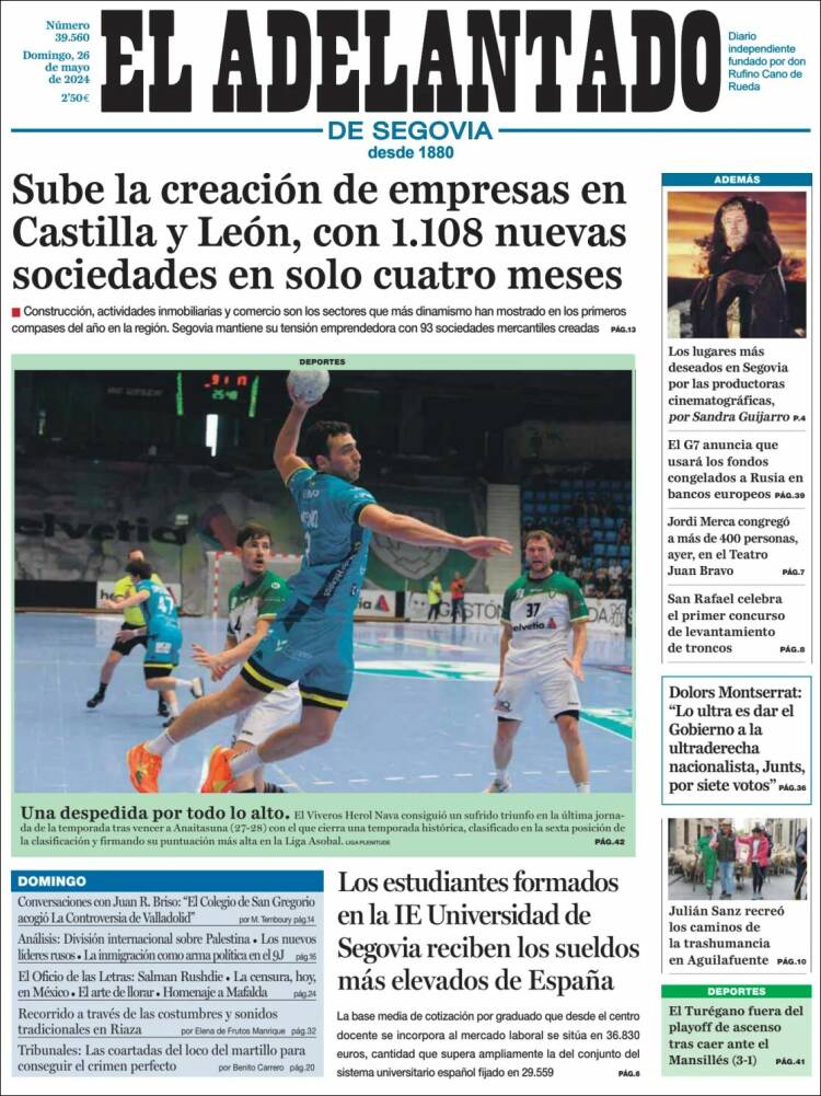 Portada de El Adelantado de Segovia (España)