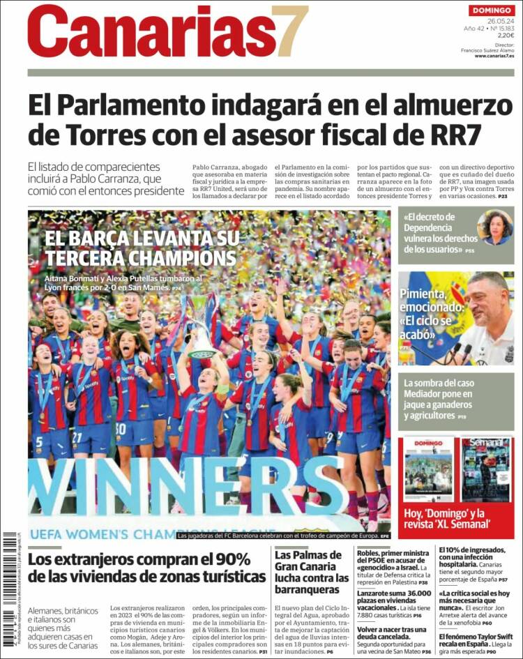 Portada de Canarias 7 (España)