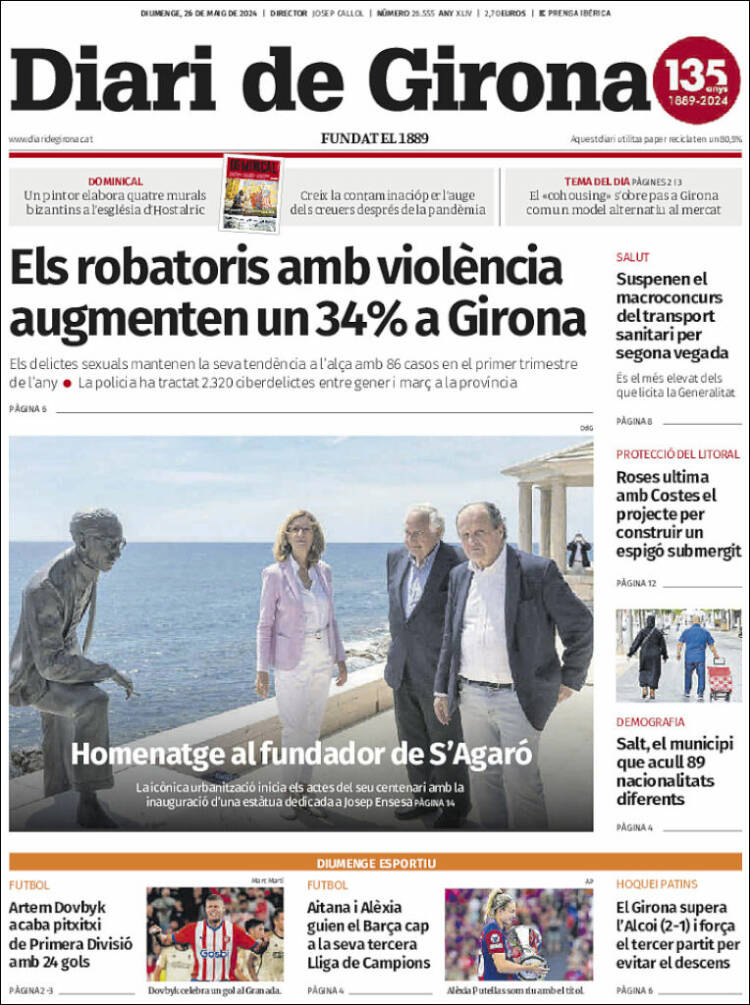 Portada de Diari de Girona (España)