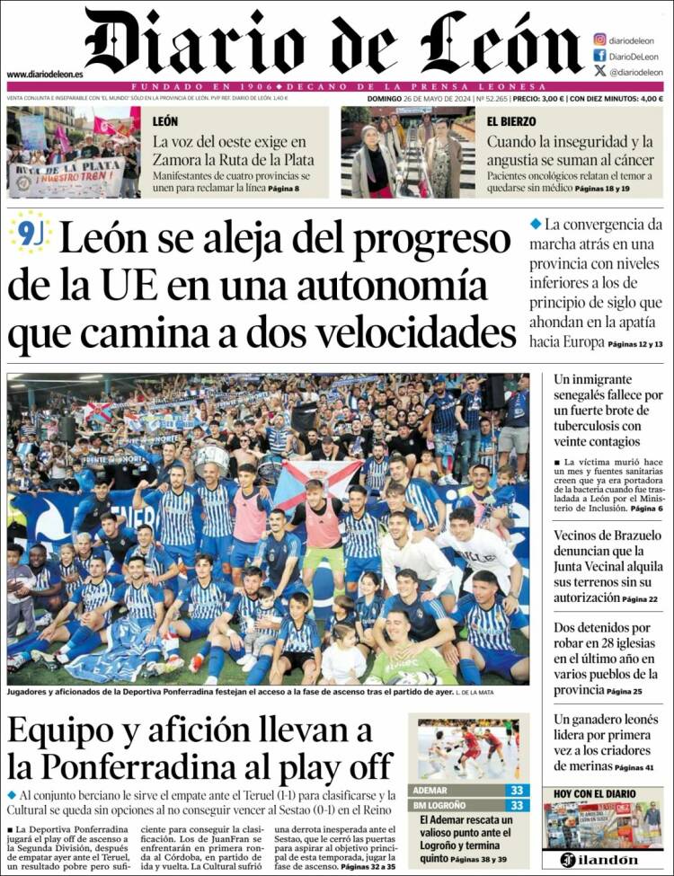 Portada de Diario de León (España)