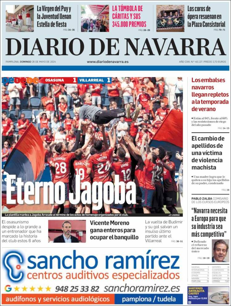 Portada de Diario de Navarra (España)