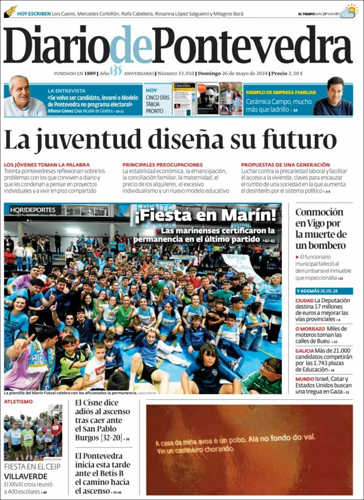 Portada de Diario de Pontevedra (España)
