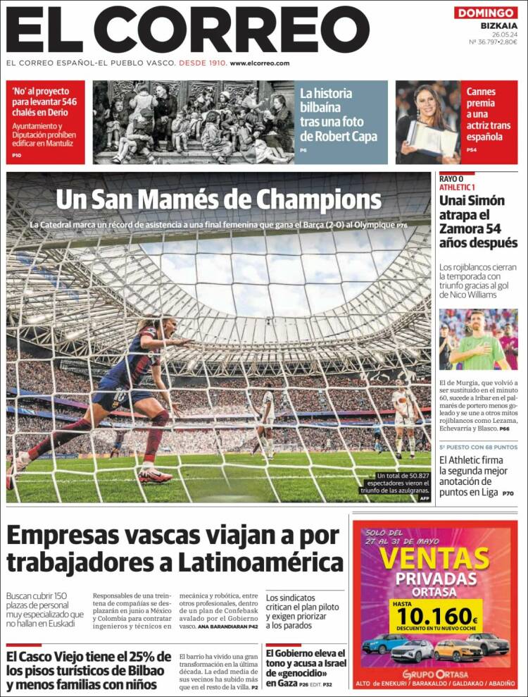 Portada de El Correo (España)