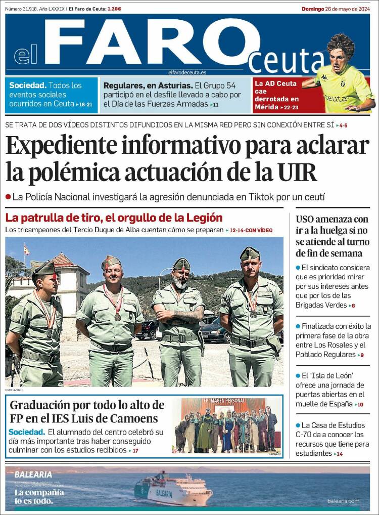 Portada de El Faro de Ceuta (España)
