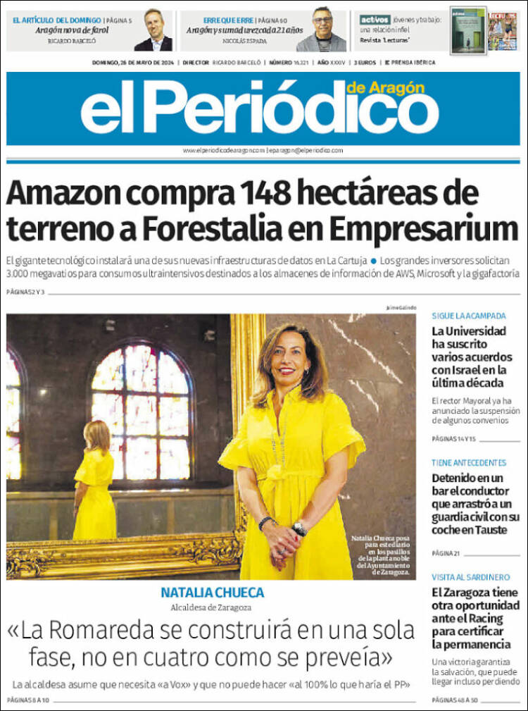 Portada de El Periódico de Aragón (España)
