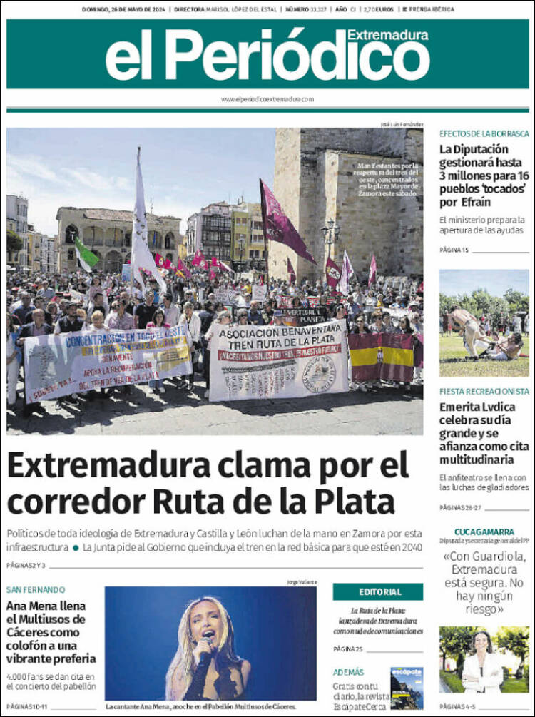 Portada de El Periódico de Extremadura (España)