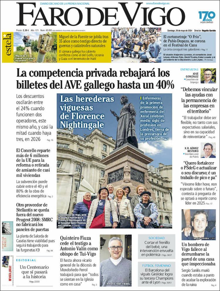 Portada de Faro de Vigo (España)