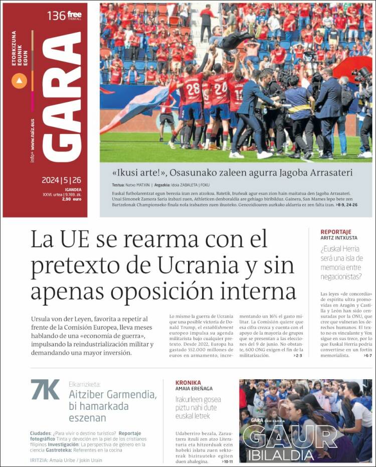Portada de Gara (España)
