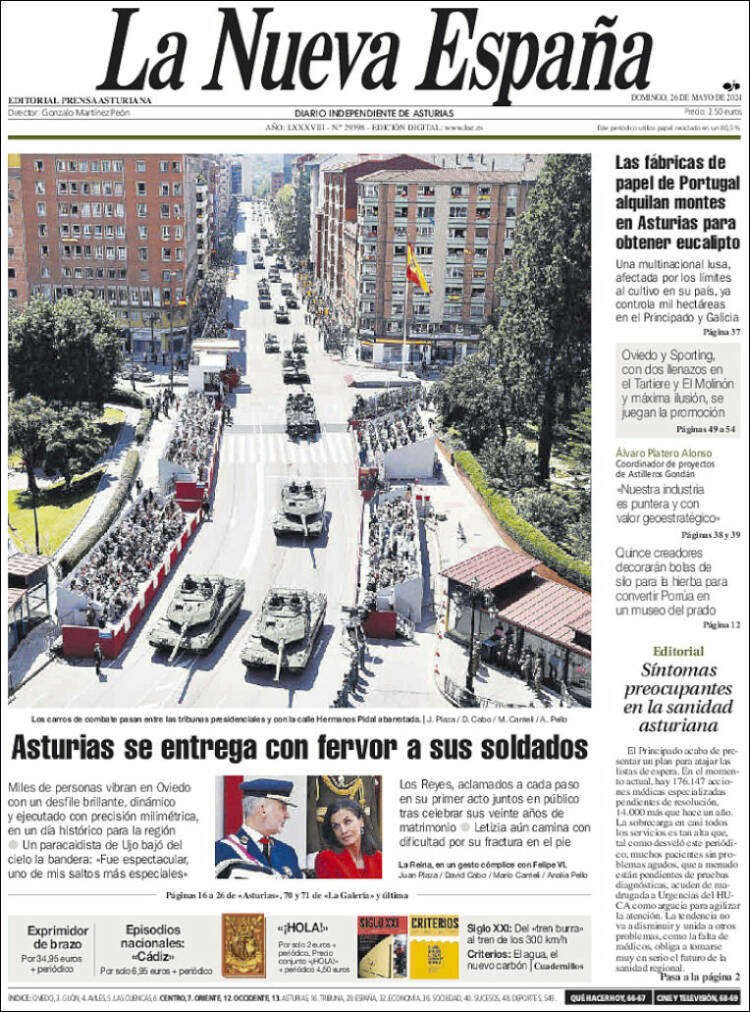 Portada de La Nueva España (España)