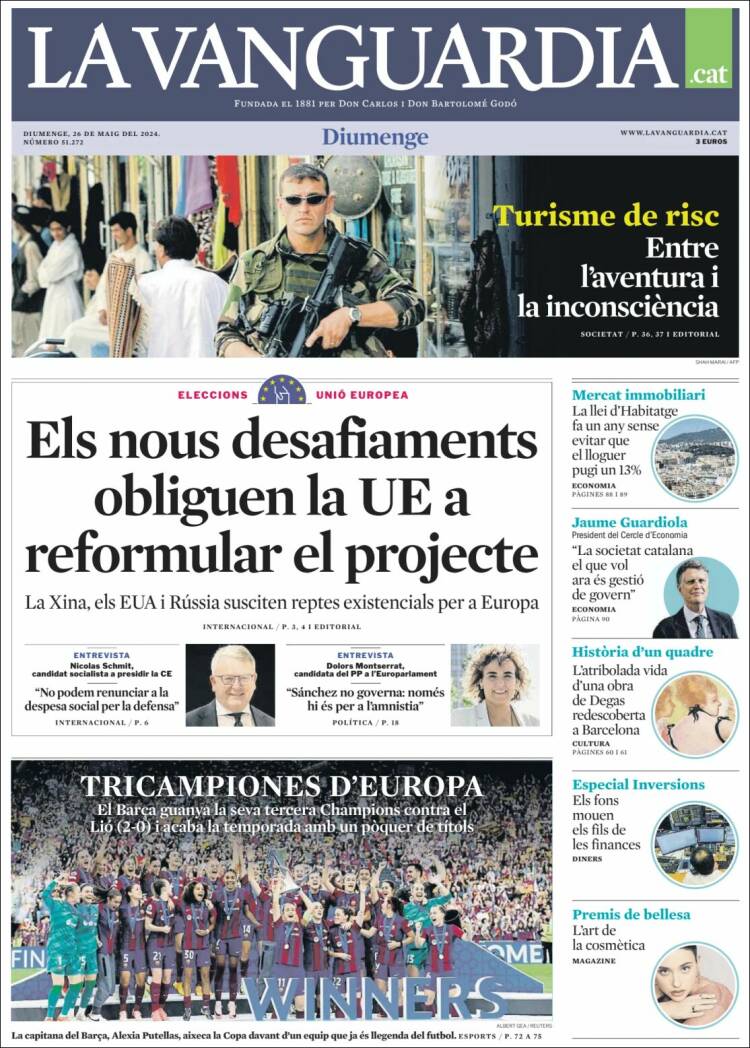 Portada de La Vanguardia (España)