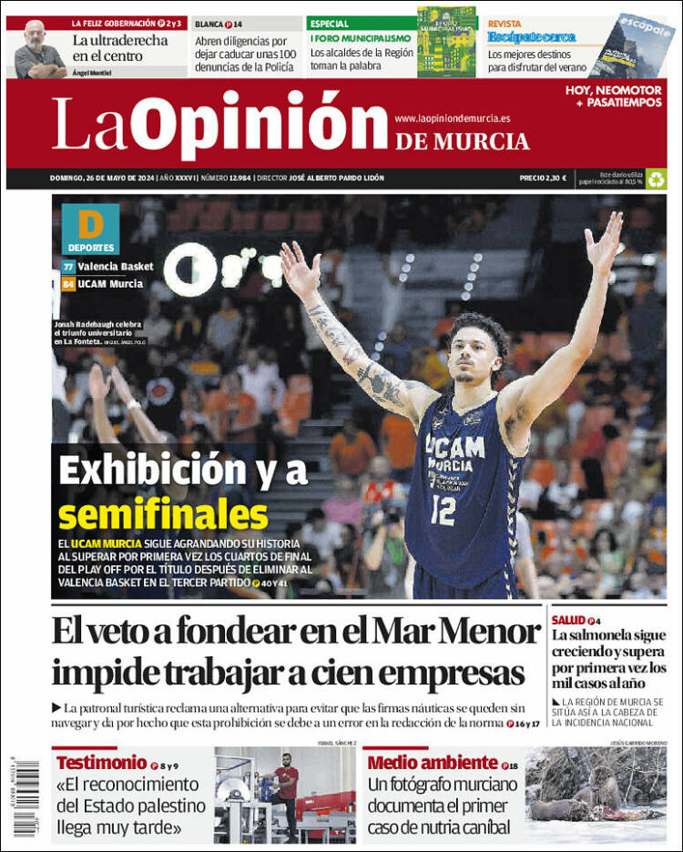 Portada de La Opinión de Murcia (España)