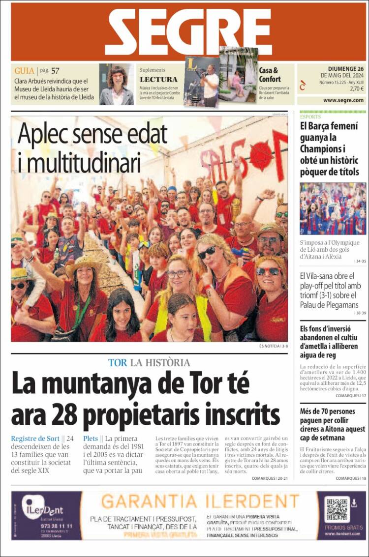 Portada de Segre (España)