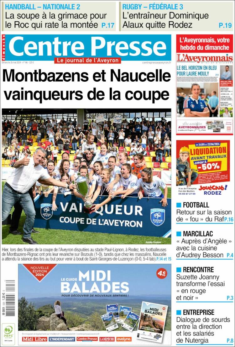 Portada de Centre Presse (Francia)