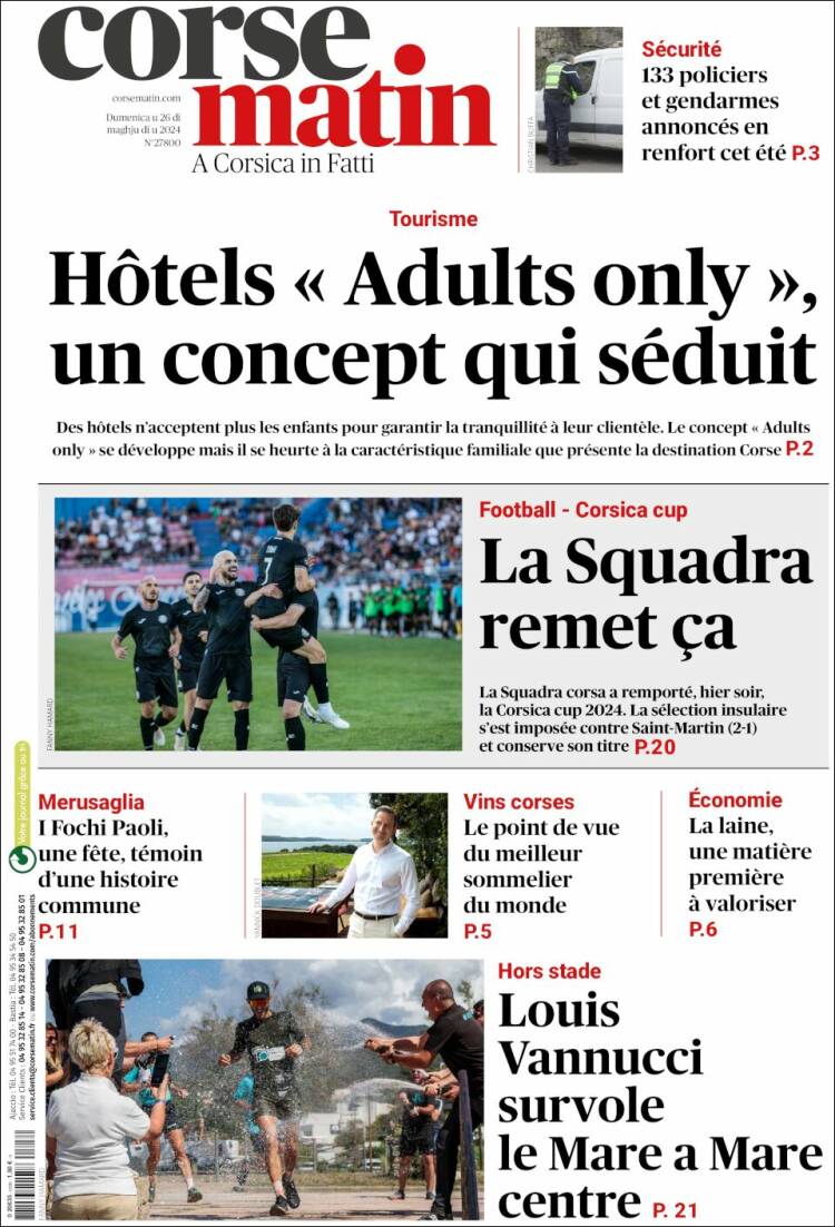 Portada de Corse-Matin (Francia)