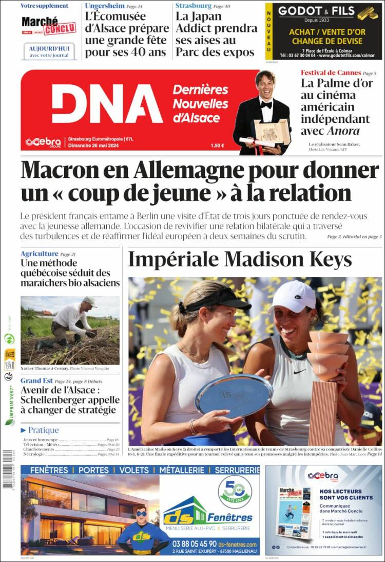 Portada de Les Dernières Nouvelles d'Alsace (Francia)