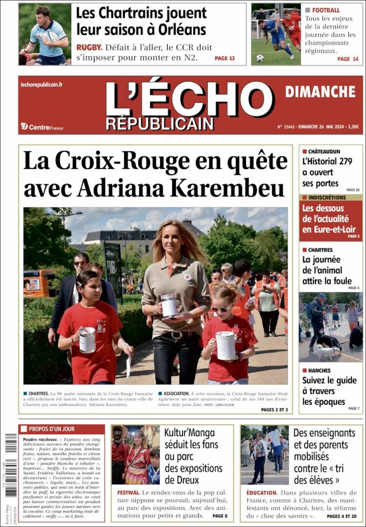 Portada de L'Echo Républicain (Francia)