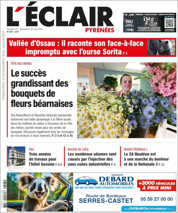 Portada de L'Eclair des Pyrénées (Francia)