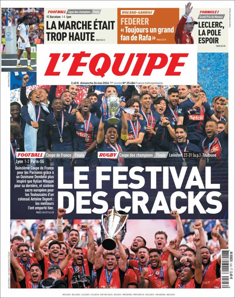Portada de L'Equipe (Francia)