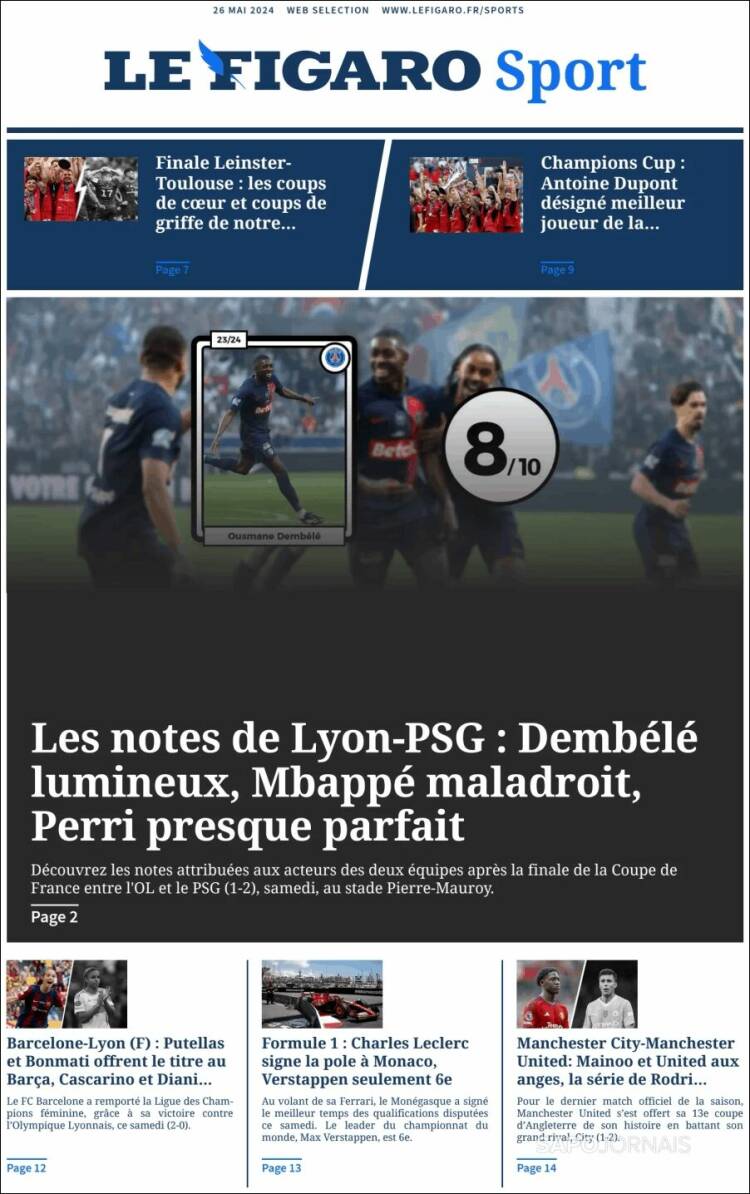 Portada de Le Figaro Sport (Francia)
