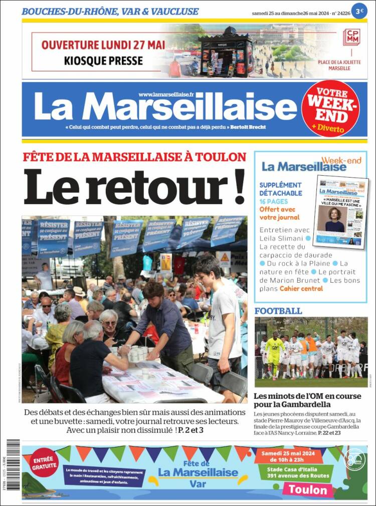 Portada de La Marseillaise (Francia)