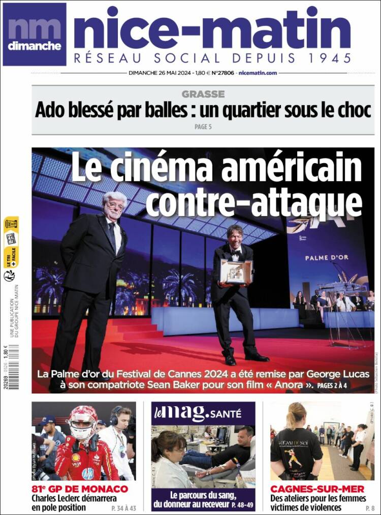 Portada de Nice-Matin (Francia)