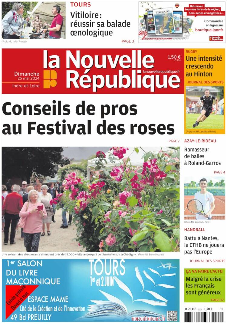 Portada de La Nouvelle Republique (Francia)
