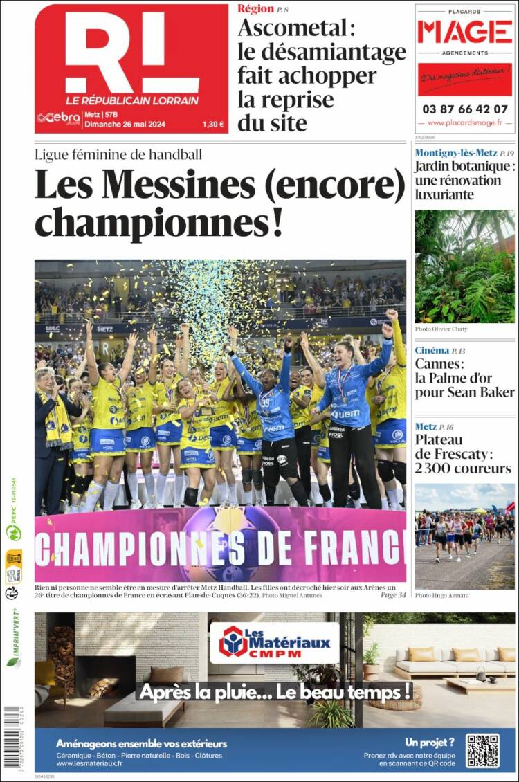 Portada de Le Republicain Lorrain (Francia)