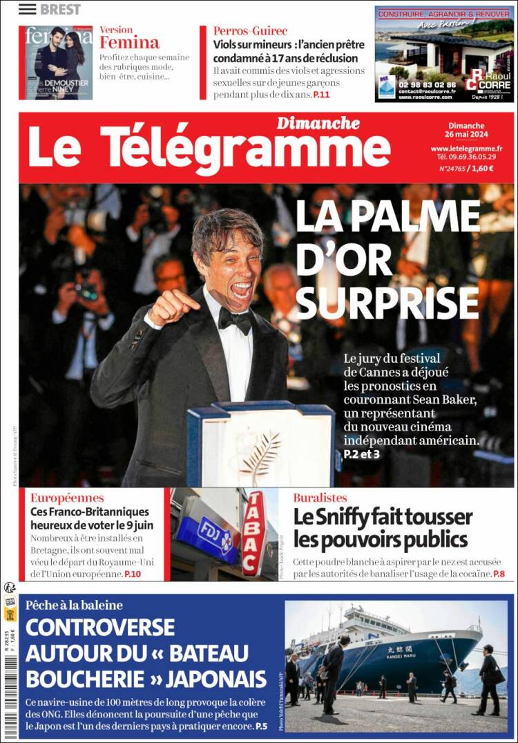 Portada de Télégramme (Francia)
