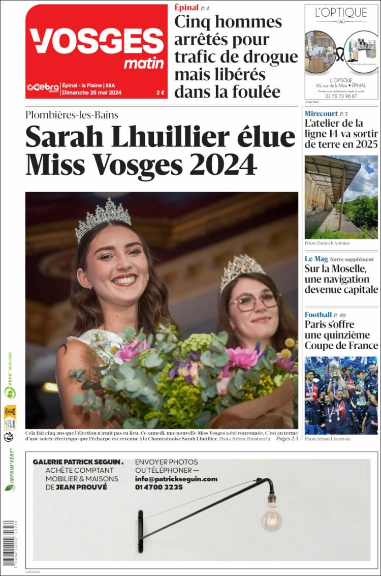 Portada de Vosges Matin (Francia)