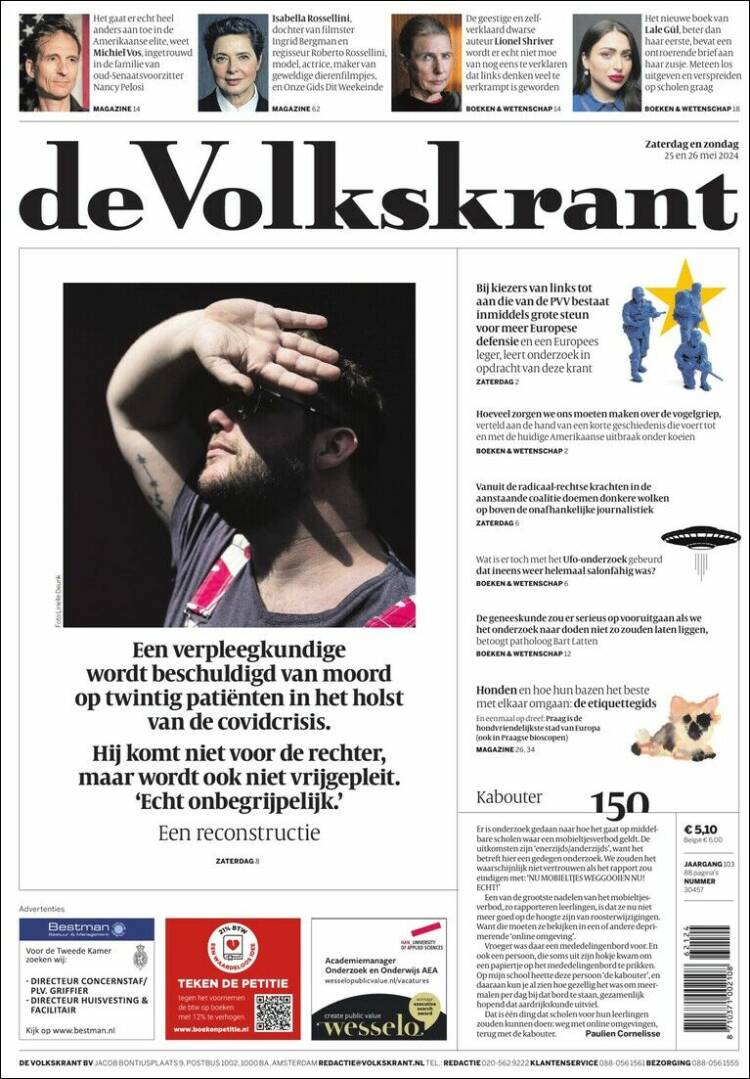 Portada de De Volkskrant (Pa&iacute;ses Bajos)