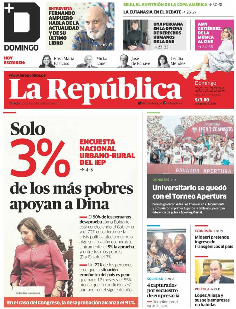 Portada de La Republica (Per&uacute;)