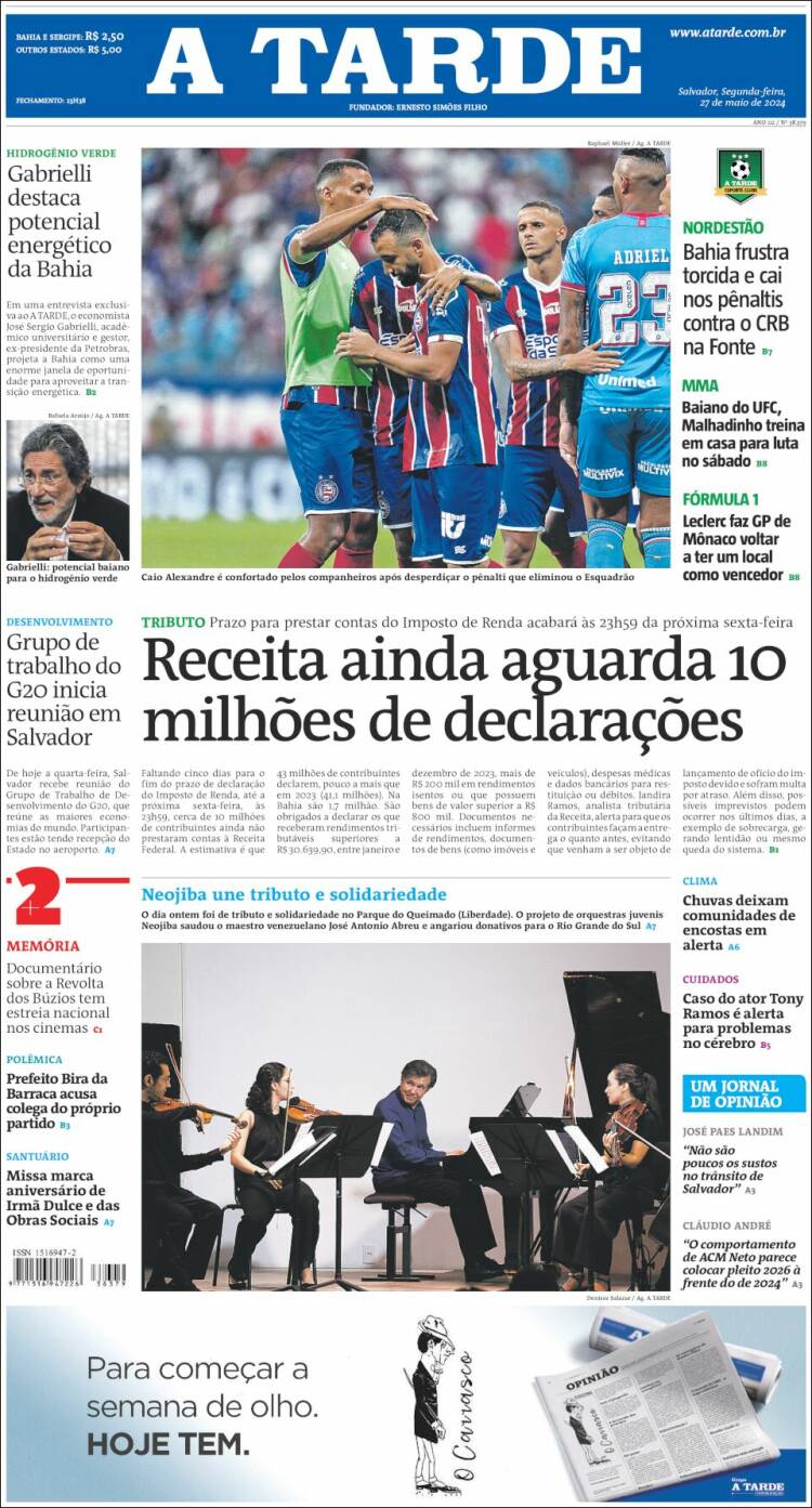 Portada de Diário A Tarde (Brasil)