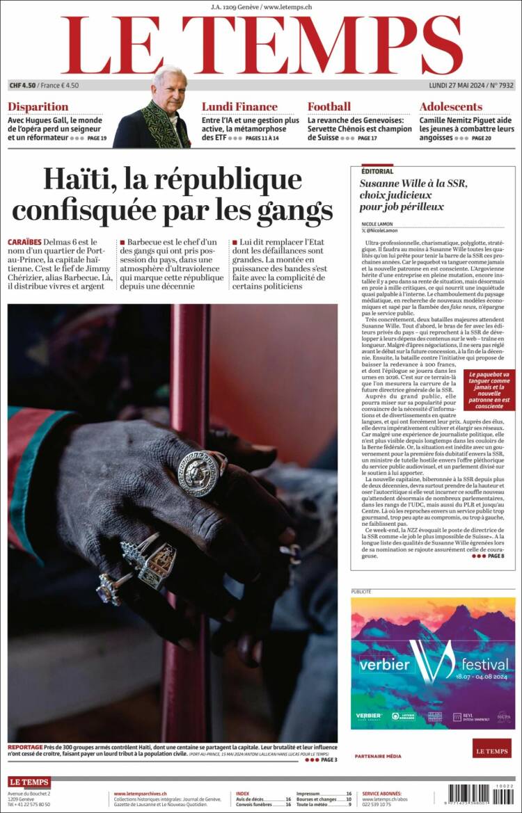 Portada de Le Matin (Suiza)