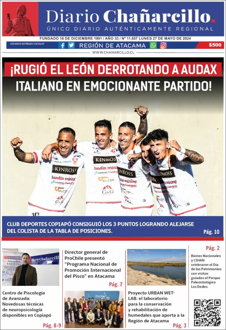 Portada de Diario Chañarcillo (Chile)