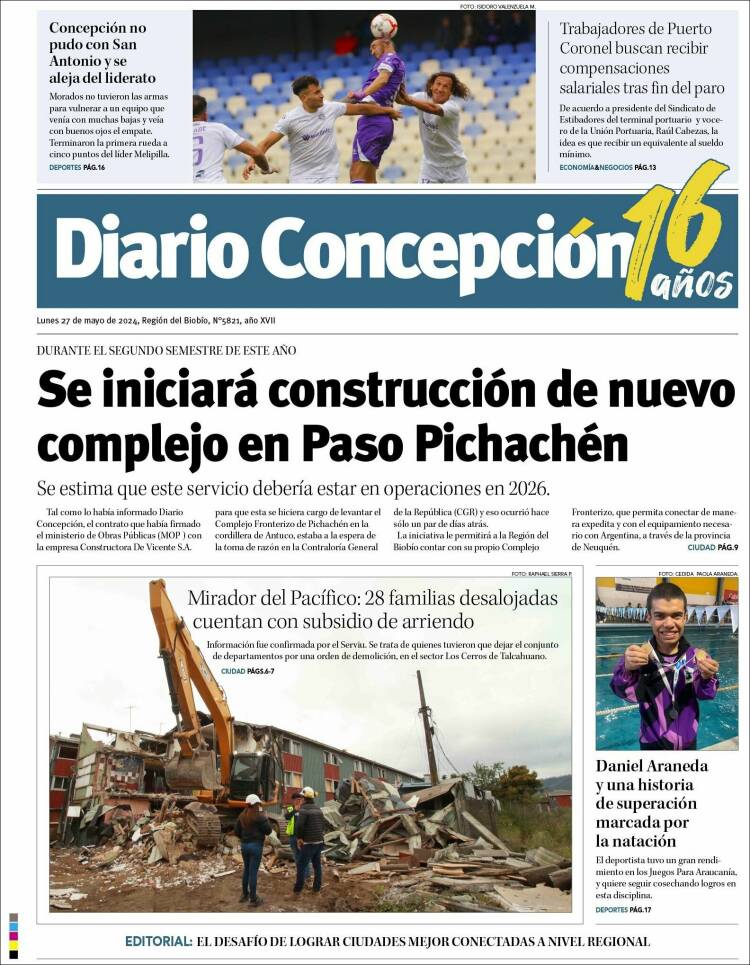 Portada de Diario de Concepción (Chile)