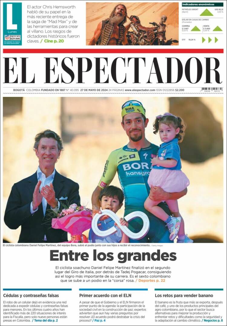 Portada de El Espectador (Colombia)
