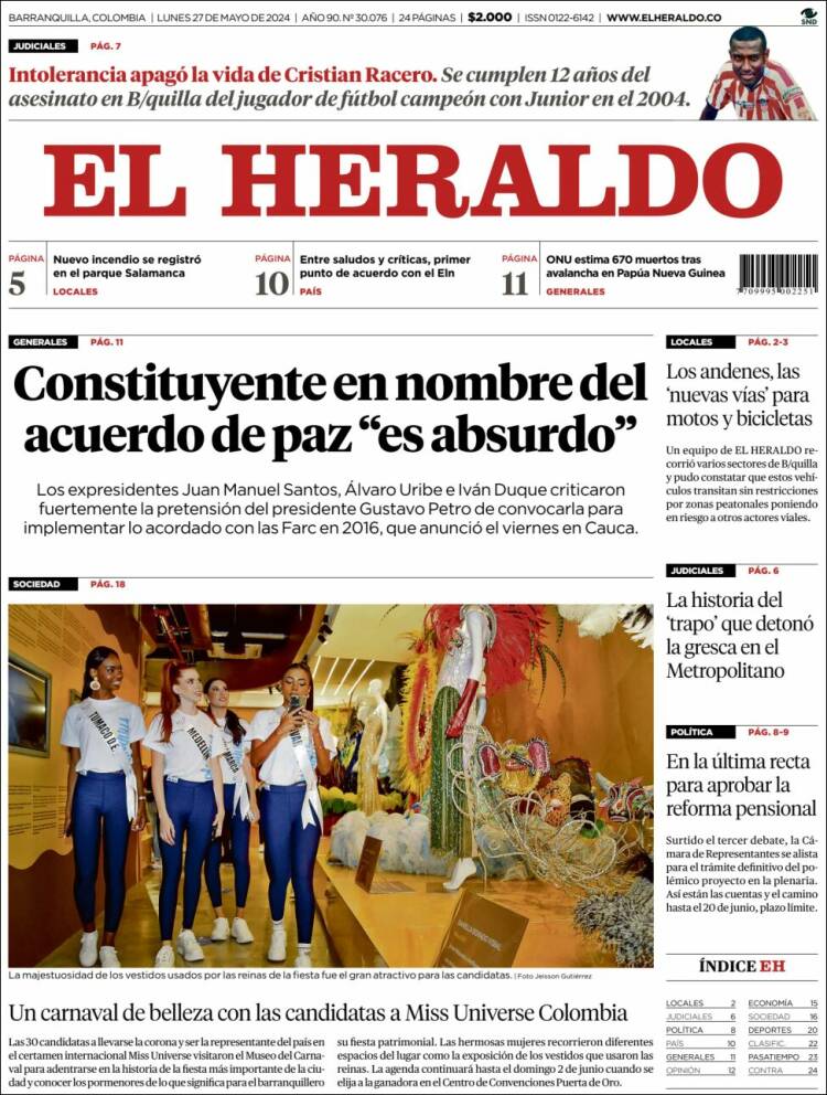 Portada de El Heraldo (Colombia)