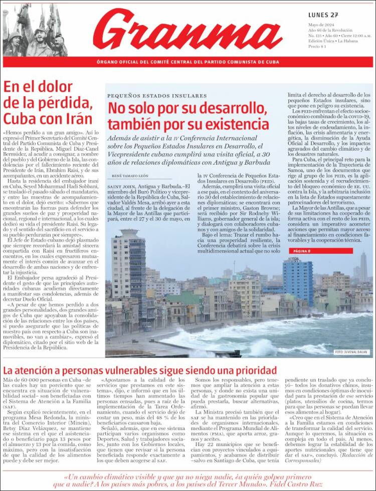 Portada de Granma (Cuba)