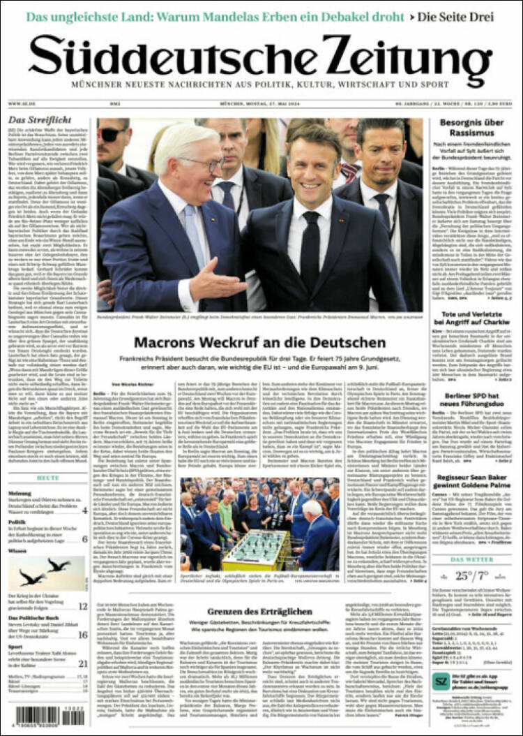 Portada de Sueddeutsche (Alemania)
