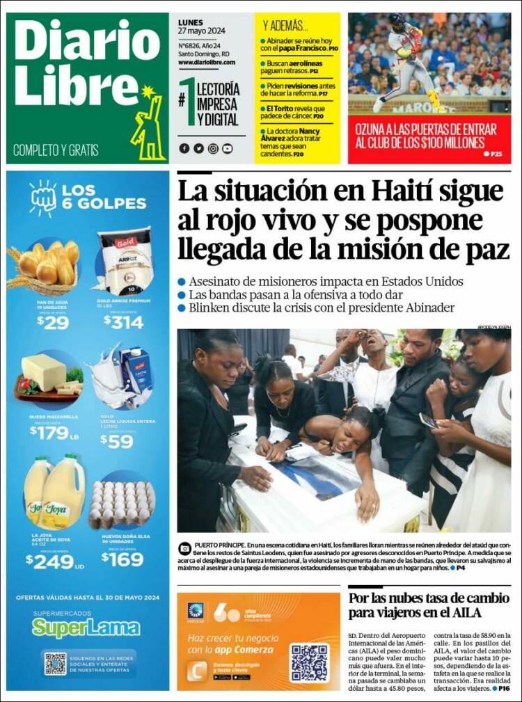 Portada de Diario Libre (R. Dominicana)